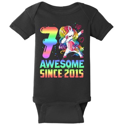 Awesome Since 2015 Unicorn 7th Birthday 7 Years Old Baby Bodysuit