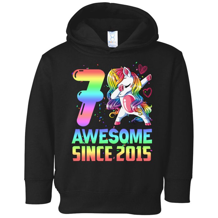 Awesome Since 2015 Unicorn 7th Birthday 7 Years Old Toddler Hoodie