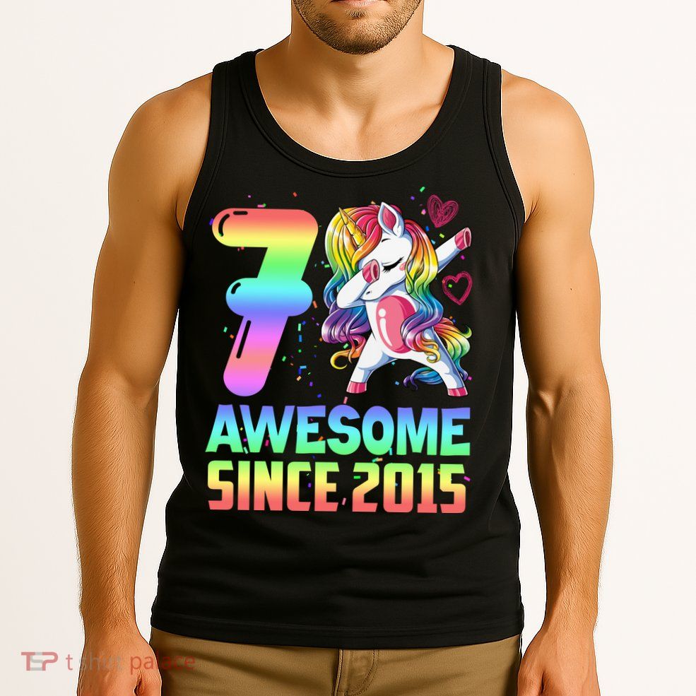 Awesome Since 2015 Unicorn 7th Birthday 7 Years Old Tank Top