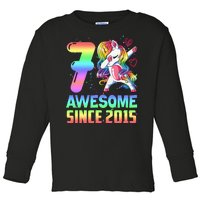 Awesome Since 2015 Unicorn 7th Birthday 7 Years Old Toddler Long Sleeve Shirt