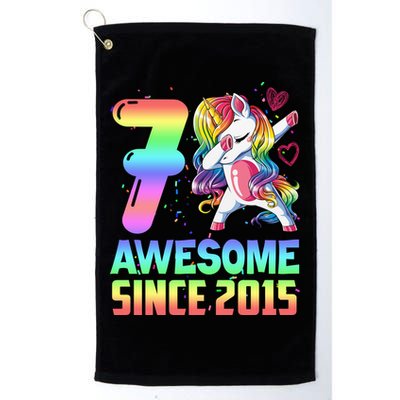 Awesome Since 2015 Unicorn 7th Birthday 7 Years Old Golf Towel