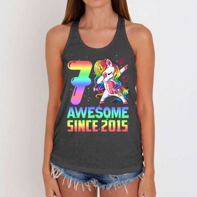 Awesome Since 2015 Unicorn 7th Birthday 7 Years Old Women's Knotted Racerback Tank