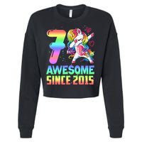 Awesome Since 2015 Unicorn 7th Birthday 7 Years Old Cropped Pullover Crew