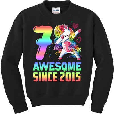 Awesome Since 2015 Unicorn 7th Birthday 7 Years Old Kids Sweatshirt