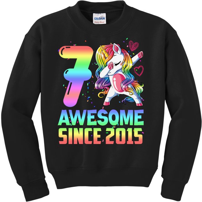 Awesome Since 2015 Unicorn 7th Birthday 7 Years Old Kids Sweatshirt