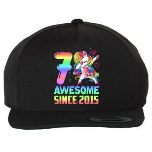 Awesome Since 2015 Unicorn 7th Birthday 7 Years Old Wool Snapback Cap