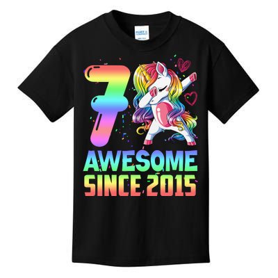 Awesome Since 2015 Unicorn 7th Birthday 7 Years Old Kids T-Shirt