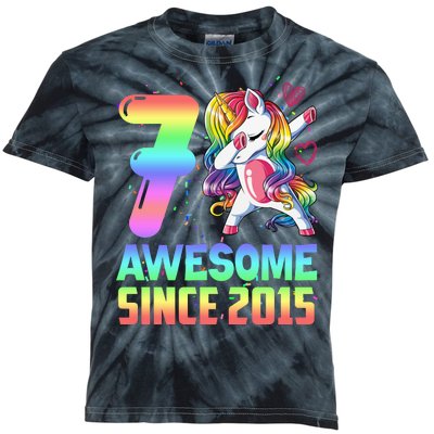 Awesome Since 2015 Unicorn 7th Birthday 7 Years Old Kids Tie-Dye T-Shirt