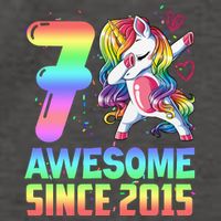 Awesome Since 2015 Unicorn 7th Birthday 7 Years Old Vector Backpack