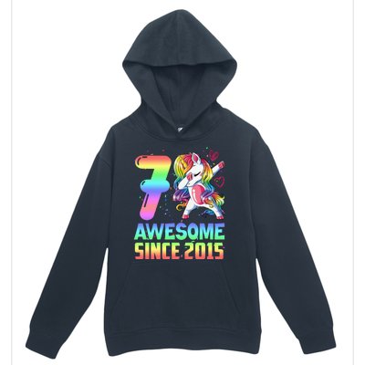 Awesome Since 2015 Unicorn 7th Birthday 7 Years Old Urban Pullover Hoodie