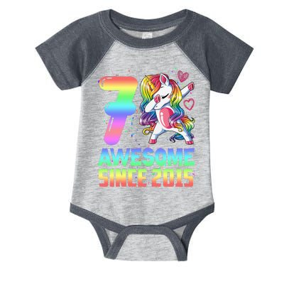 Awesome Since 2015 Unicorn 7th Birthday 7 Years Old Infant Baby Jersey Bodysuit