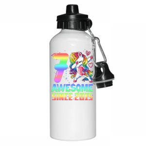 Awesome Since 2015 Unicorn 7th Birthday 7 Years Old Aluminum Water Bottle