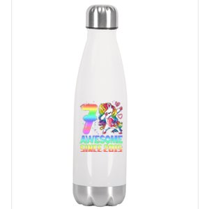 Awesome Since 2015 Unicorn 7th Birthday 7 Years Old Stainless Steel Insulated Water Bottle