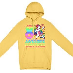 Awesome Since 2014 Unicorn 8th Birthday 8 Years Old Premium Pullover Hoodie