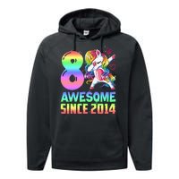 Awesome Since 2014 Unicorn 8th Birthday 8 Years Old Performance Fleece Hoodie