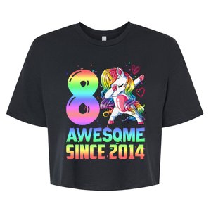 Awesome Since 2014 Unicorn 8th Birthday 8 Years Old Bella+Canvas Jersey Crop Tee