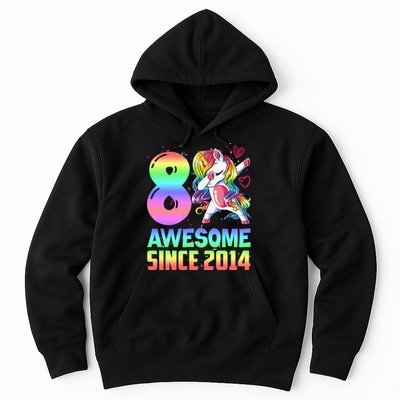 Awesome Since 2014 Unicorn 8th Birthday 8 Years Old Hoodie