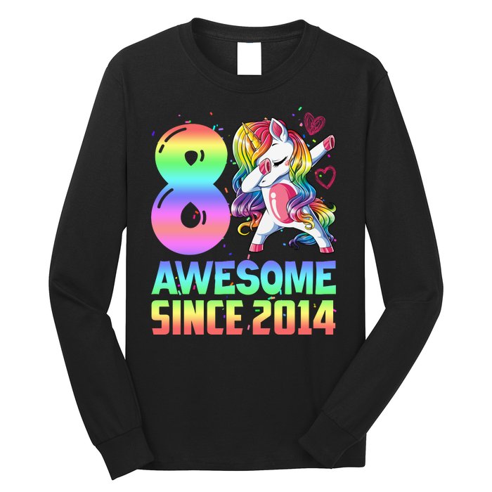 Awesome Since 2014 Unicorn 8th Birthday 8 Years Old Long Sleeve Shirt