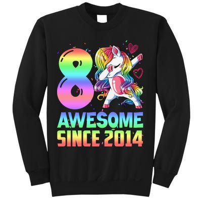 Awesome Since 2014 Unicorn 8th Birthday 8 Years Old Sweatshirt