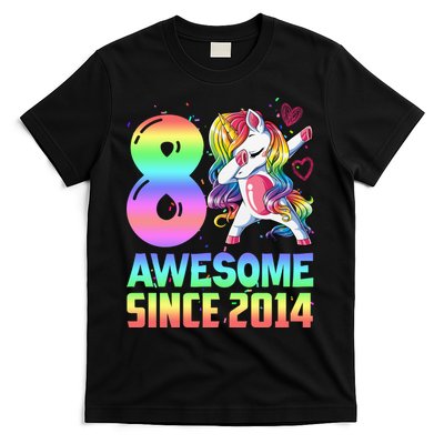 Awesome Since 2014 Unicorn 8th Birthday 8 Years Old T-Shirt