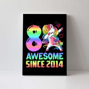 Awesome Since 2014 Unicorn 8th Birthday 8 Years Old Canvas