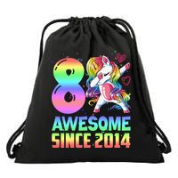 Awesome Since 2014 Unicorn 8th Birthday 8 Years Old Drawstring Bag