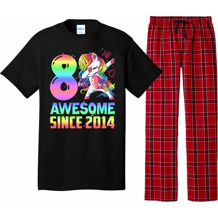 Awesome Since 2014 Unicorn 8th Birthday 8 Years Old Pajama Set