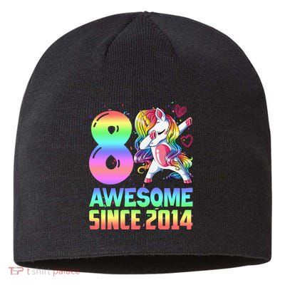 Awesome Since 2014 Unicorn 8th Birthday 8 Years Old Sustainable Beanie