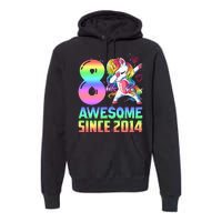 Awesome Since 2014 Unicorn 8th Birthday 8 Years Old Premium Hoodie