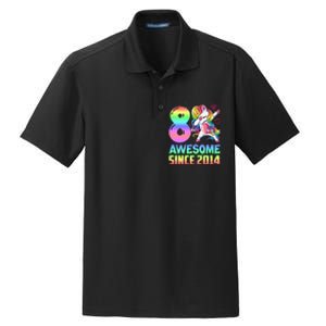 Awesome Since 2014 Unicorn 8th Birthday 8 Years Old Dry Zone Grid Polo