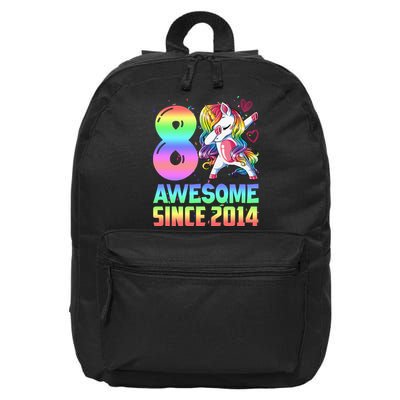 Awesome Since 2014 Unicorn 8th Birthday 8 Years Old 16 in Basic Backpack