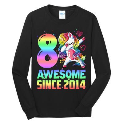 Awesome Since 2014 Unicorn 8th Birthday 8 Years Old Tall Long Sleeve T-Shirt