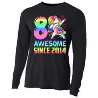 Awesome Since 2014 Unicorn 8th Birthday 8 Years Old Cooling Performance Long Sleeve Crew