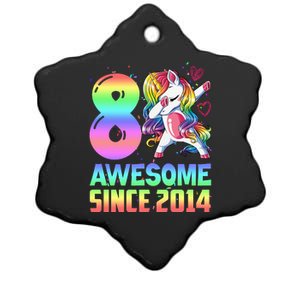 Awesome Since 2014 Unicorn 8th Birthday 8 Years Old Ceramic Star Ornament