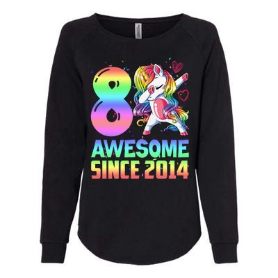 Awesome Since 2014 Unicorn 8th Birthday 8 Years Old Womens California Wash Sweatshirt