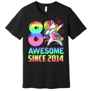 Awesome Since 2014 Unicorn 8th Birthday 8 Years Old Premium T-Shirt