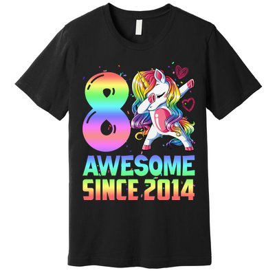 Awesome Since 2014 Unicorn 8th Birthday 8 Years Old Premium T-Shirt