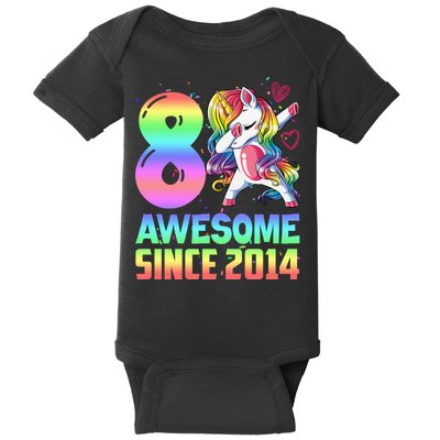 Awesome Since 2014 Unicorn 8th Birthday 8 Years Old Baby Bodysuit