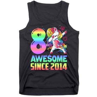 Awesome Since 2014 Unicorn 8th Birthday 8 Years Old Tank Top