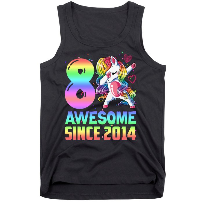 Awesome Since 2014 Unicorn 8th Birthday 8 Years Old Tank Top