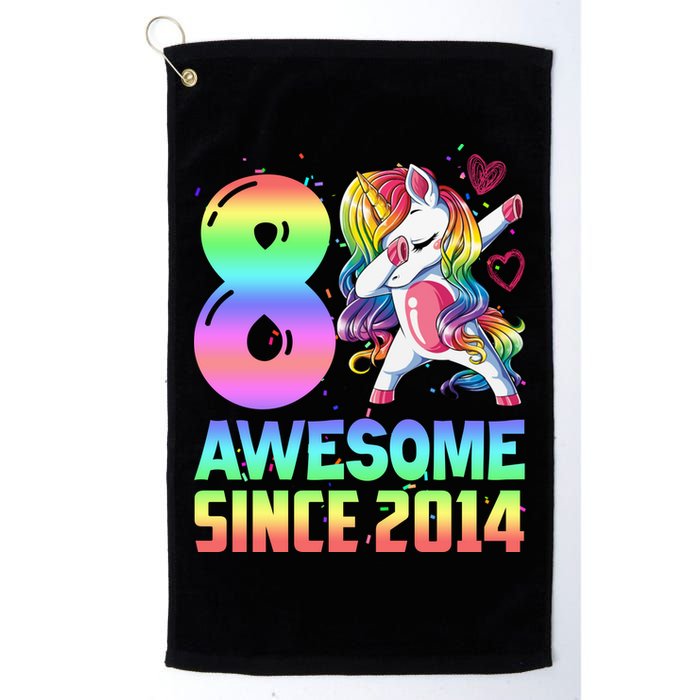 Awesome Since 2014 Unicorn 8th Birthday 8 Years Old Golf Towel