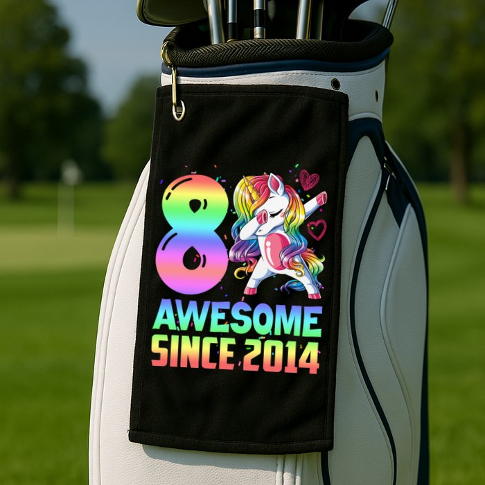 Awesome Since 2014 Unicorn 8th Birthday 8 Years Old Golf Towel