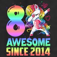 Awesome Since 2014 Unicorn 8th Birthday 8 Years Old Golf Towel