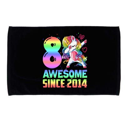 Awesome Since 2014 Unicorn 8th Birthday 8 Years Old Microfiber Hand Towel
