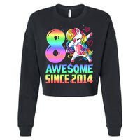 Awesome Since 2014 Unicorn 8th Birthday 8 Years Old Cropped Pullover Crew