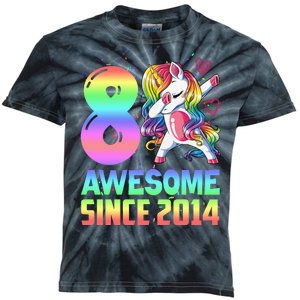 Awesome Since 2014 Unicorn 8th Birthday 8 Years Old Kids Tie-Dye T-Shirt