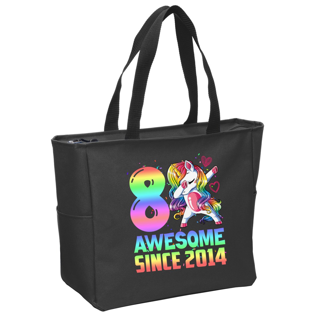 Awesome Since 2014 Unicorn 8th Birthday 8 Years Old Zip Tote Bag