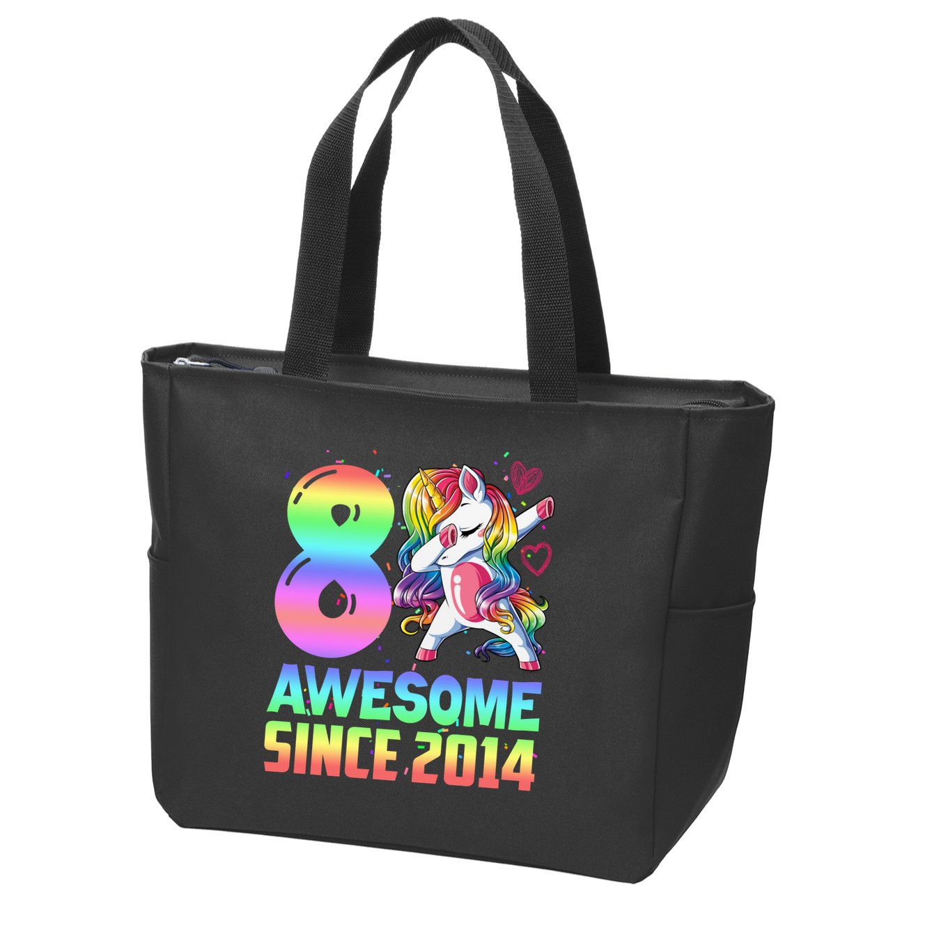 Awesome Since 2014 Unicorn 8th Birthday 8 Years Old Zip Tote Bag