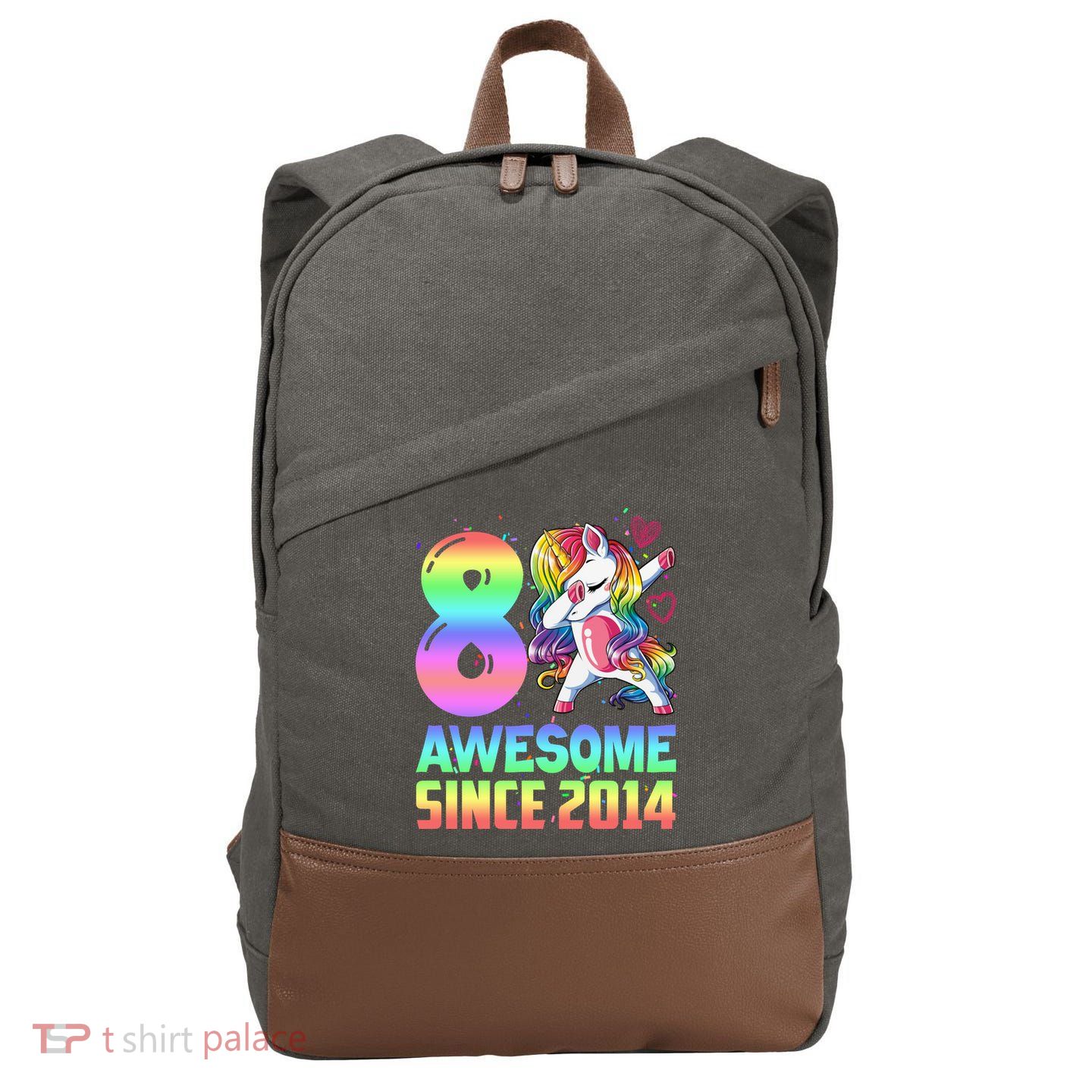 Awesome Since 2014 Unicorn 8th Birthday 8 Years Old Cotton Canvas Backpack