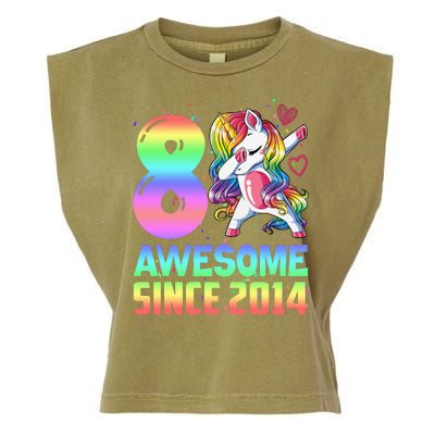 Awesome Since 2014 Unicorn 8th Birthday 8 Years Old Garment-Dyed Women's Muscle Tee